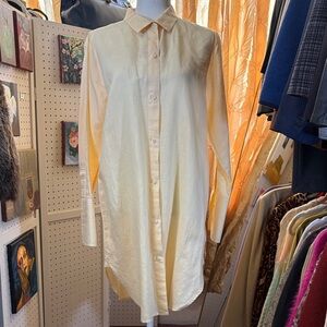 Cotton J. Crew Pale Yellow Long Button-Down Shirt
